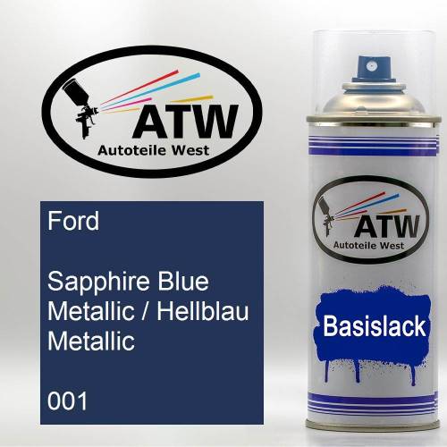 Ford, Sapphire Blue Metallic / Hellblau Metallic, 001: 400ml Sprühdose, von ATW Autoteile West.